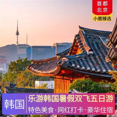 乐游韩国暑假双飞五日游国际四星汉江华美达酒店/五钻首尔滨海酒店同级