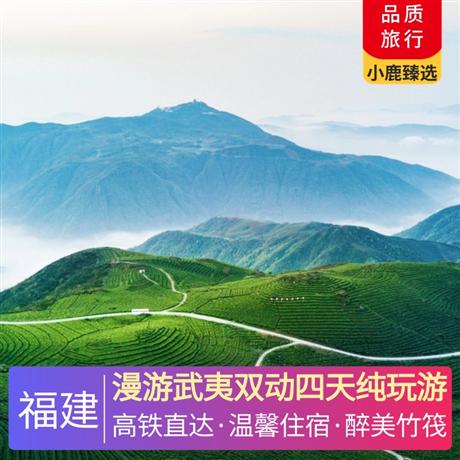 漫游武夷双动四天纯玩游特别安排武夷山农家品国茶大红袍，甄选三晚武夷山度假区当地豪华酒店